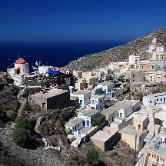 Olympos village with windmills